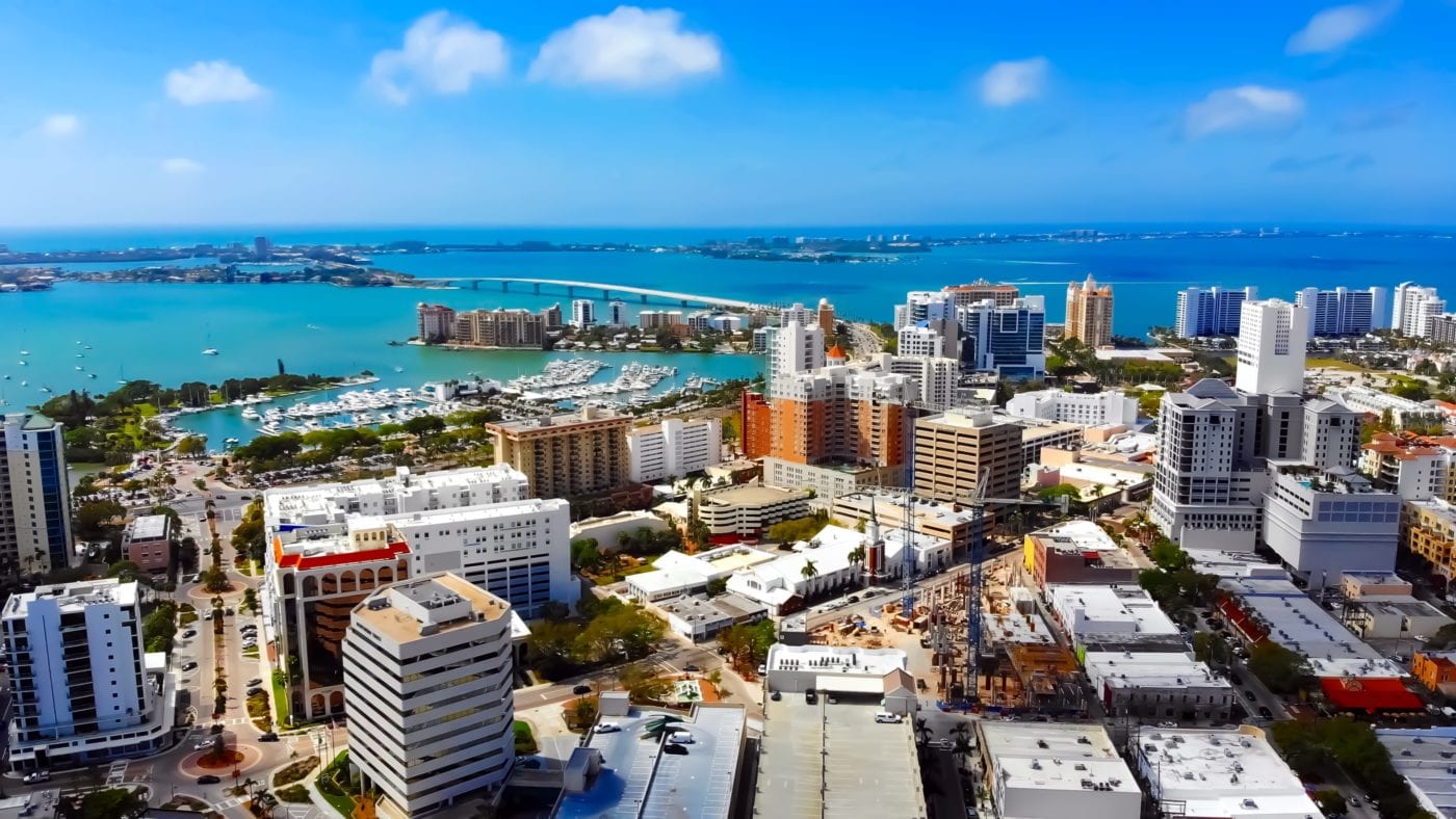 Aerial view of Downtown Sarasota.